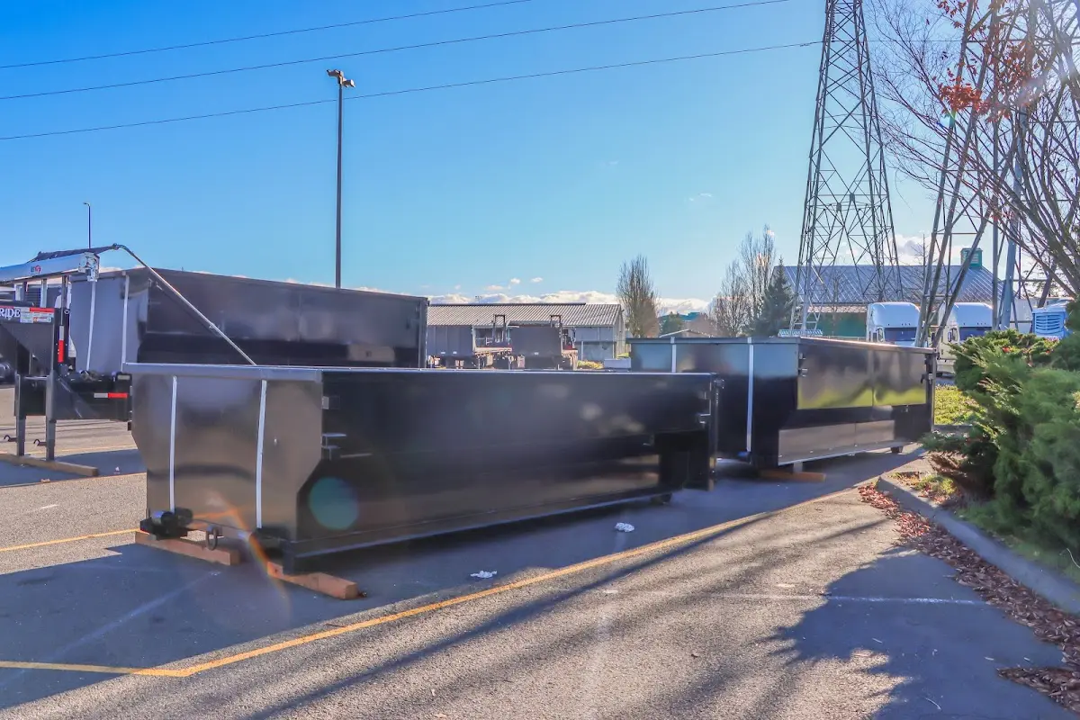 Roll-off dumpster ready for waste disposal at job site for 10 Yard Dumpster Rental in Opa-locka